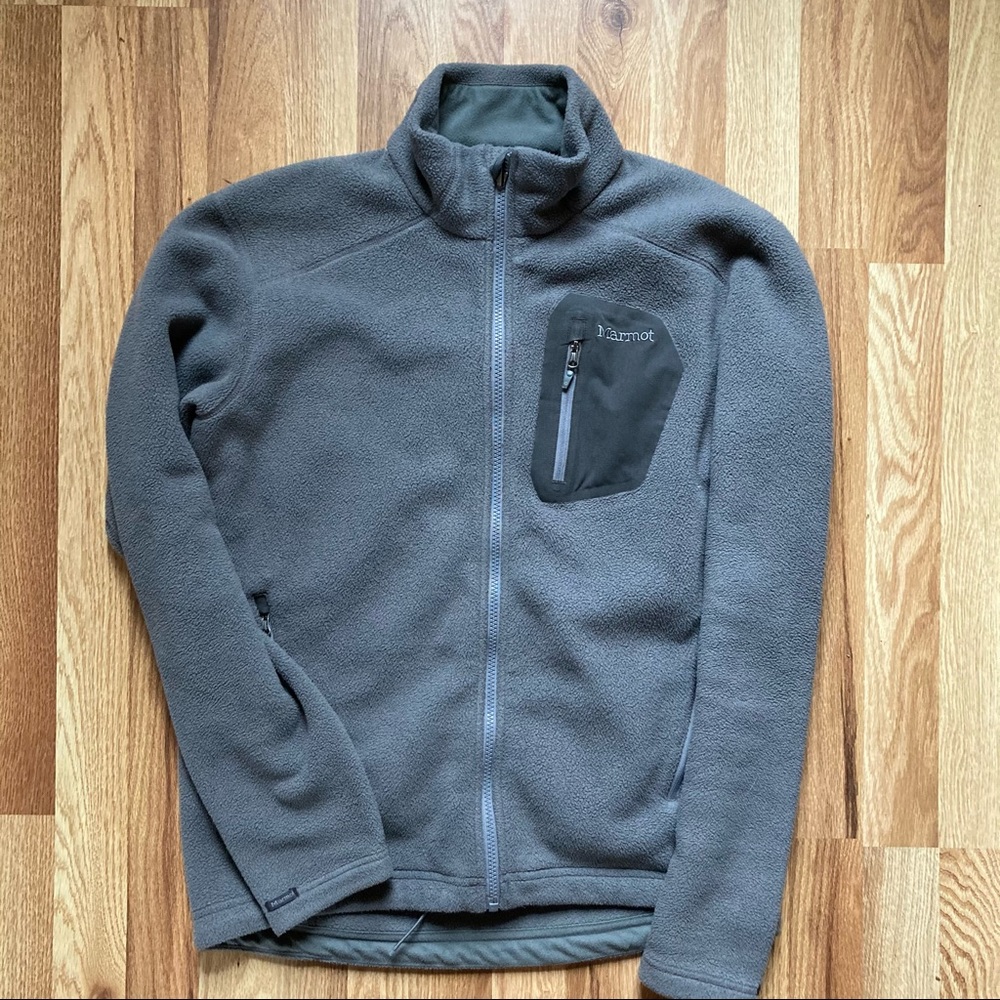 Men’s marmot grey fleece jacket M